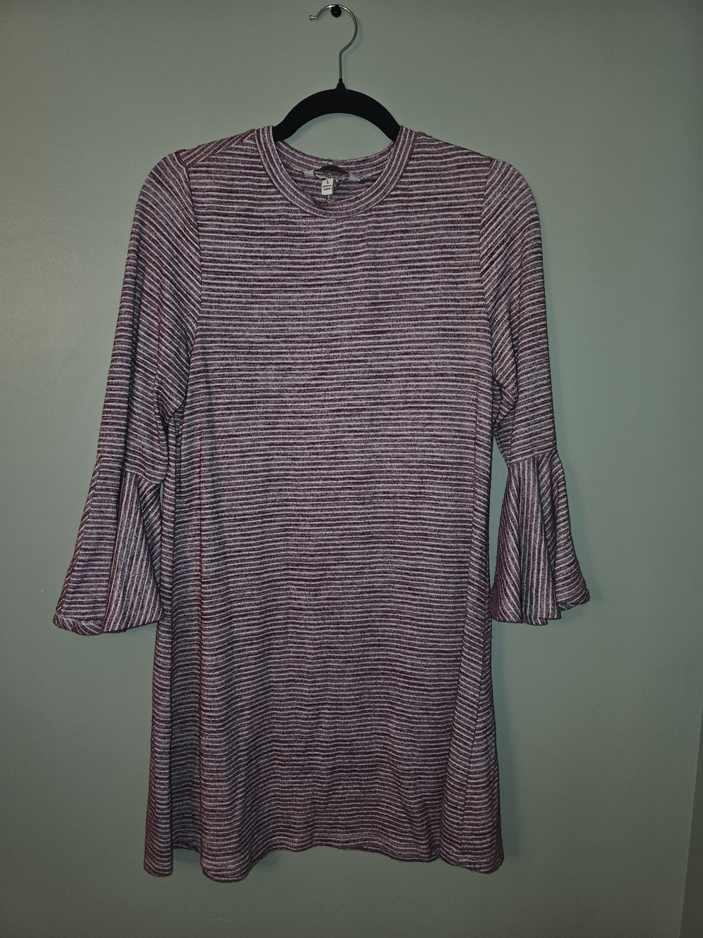 Speechless Striped Purple Bell-Sleeve Long Sleeve Dress